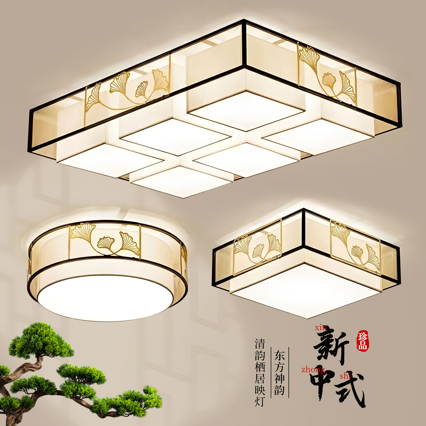 鼎嘉新中式铁艺客厅餐厅吸顶灯图片