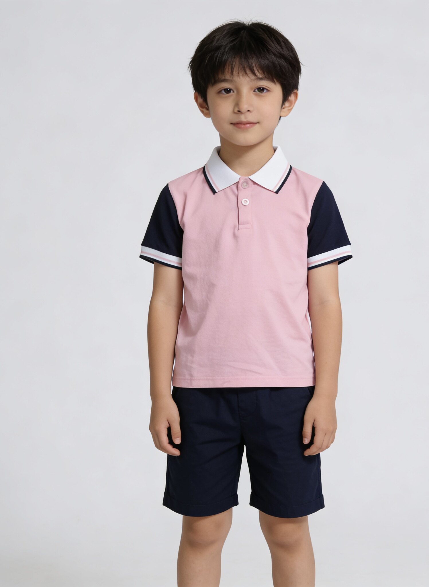 儿童校服夏季纯棉短袖T恤POLO衫男童女童小学生粉色黄色园服班服