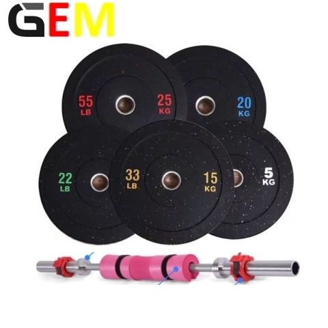 《高端》黑色高弹全胶杠铃片家用健身房减肥臀推卧推硬拉深蹲举重