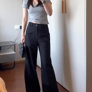 梨形身材西装裤高级感垂感胖mm大码显瘦遮胯休闲弧形拖地裤阔腿裤