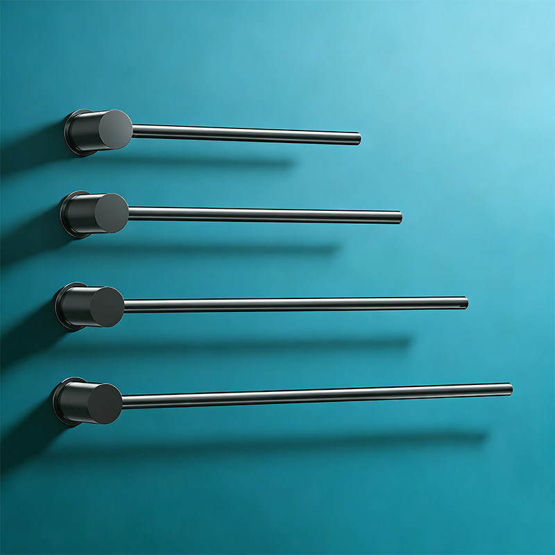 潜水艇全铜毛巾架卫生间免打孔毛巾单双杆高端极简浴室壁挂浴巾架