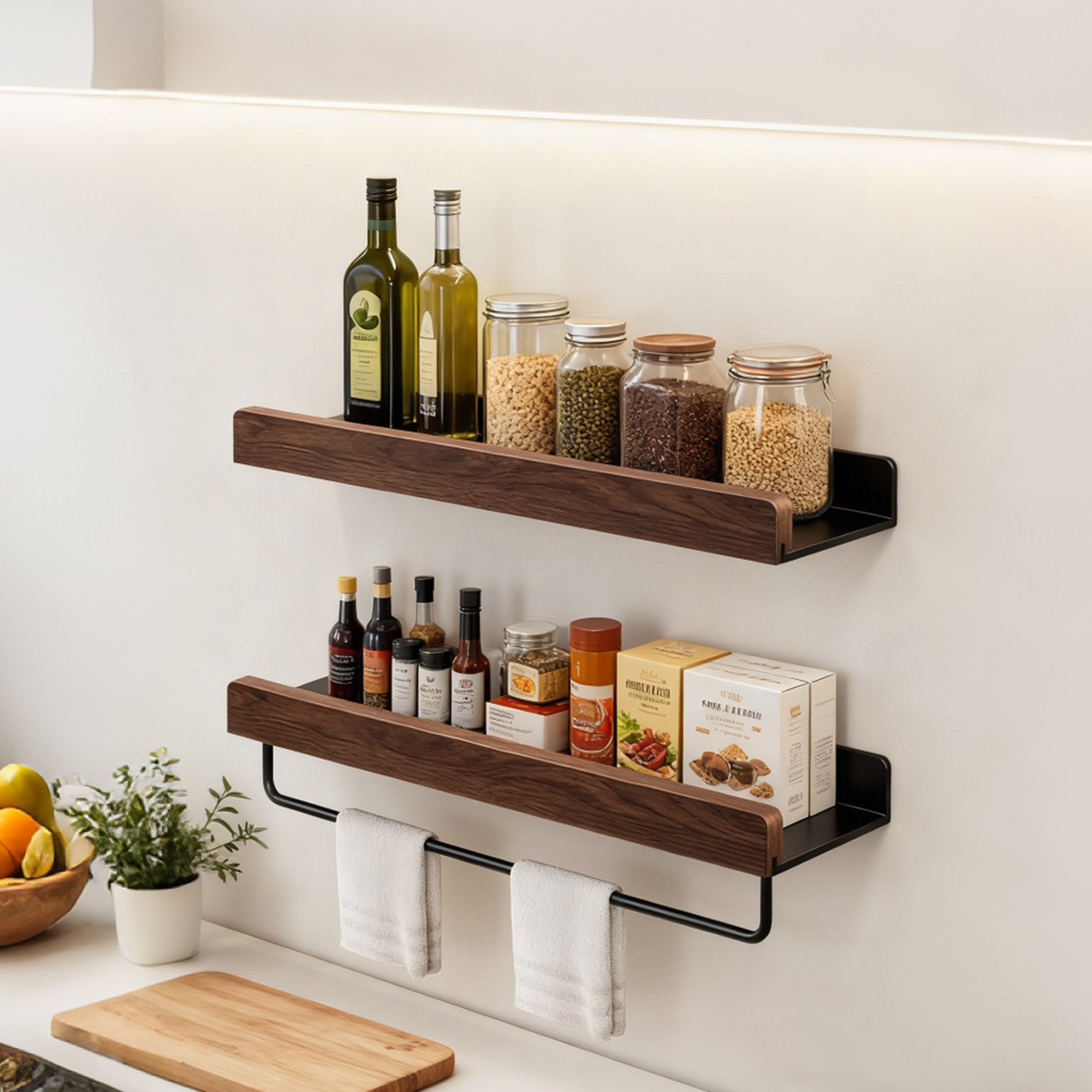 潜水艇胡桃木厨房调料架中古风免打孔置物架墙上多功能壁挂收纳架,家装主材,置物架,淘宝优惠券,粉丝福利购,淘宝优惠卷