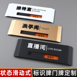 亚克力公司办公室门牌订做直播间接待室会议室标识牌企业部门工作状态切换牌可滑动空闲使用中科室牌墙贴定制