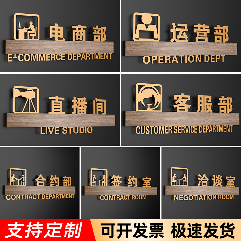 电商公司直播间门牌亚克力科室牌