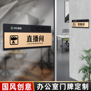 电商公司运营客服部综合办公室门牌网红直播间标识牌活动设计策划部门科室牌总经理室会议室亚克力标志牌订做
