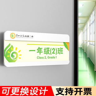 学校幼儿园可更换式班级门牌标识牌定制校长老师办公室门牌培训班英语书法音乐教室科室牌亚克力标牌创意定制