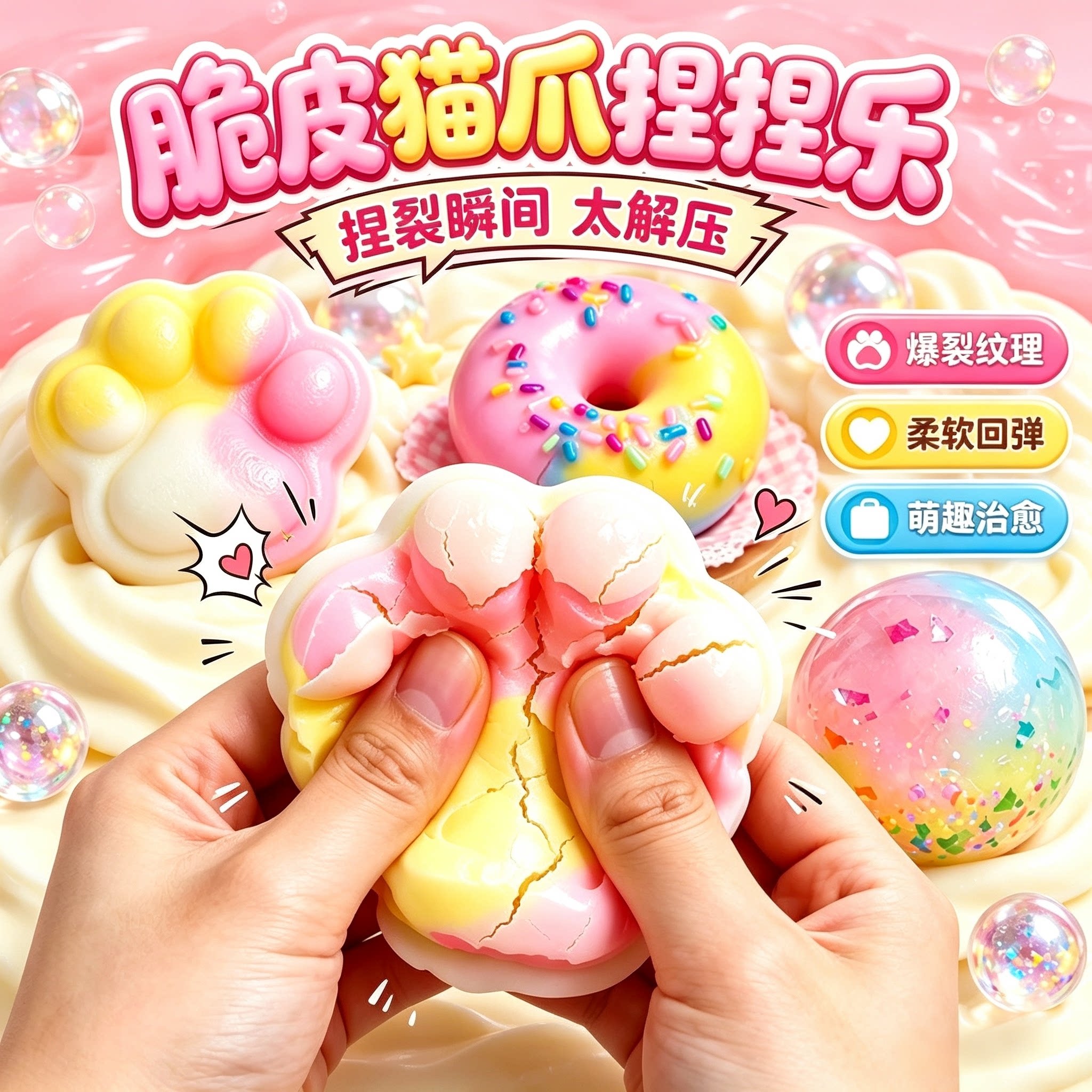 脆皮爆浆捏捏乐慢回弹解压手作球图片