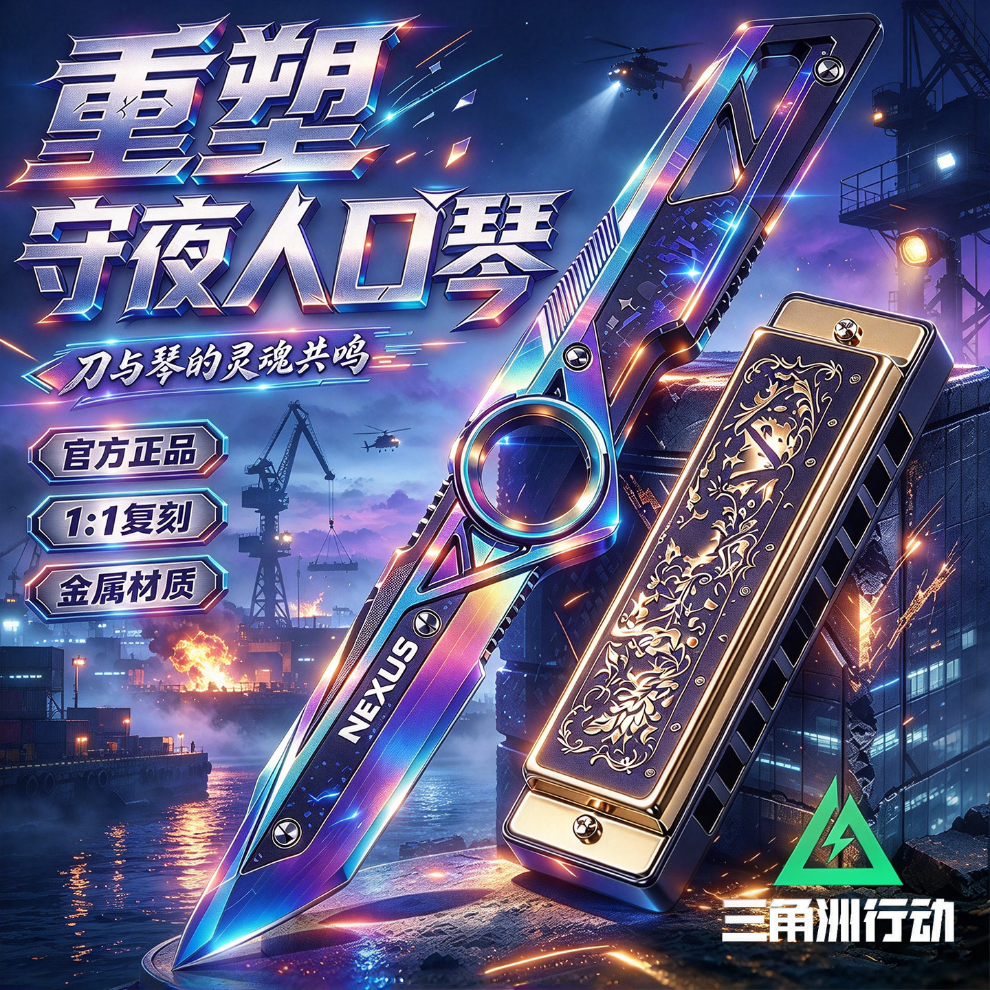 三角洲重塑S11刀皮周边守夜人口琴北极星套装未开刃合金模型玩具