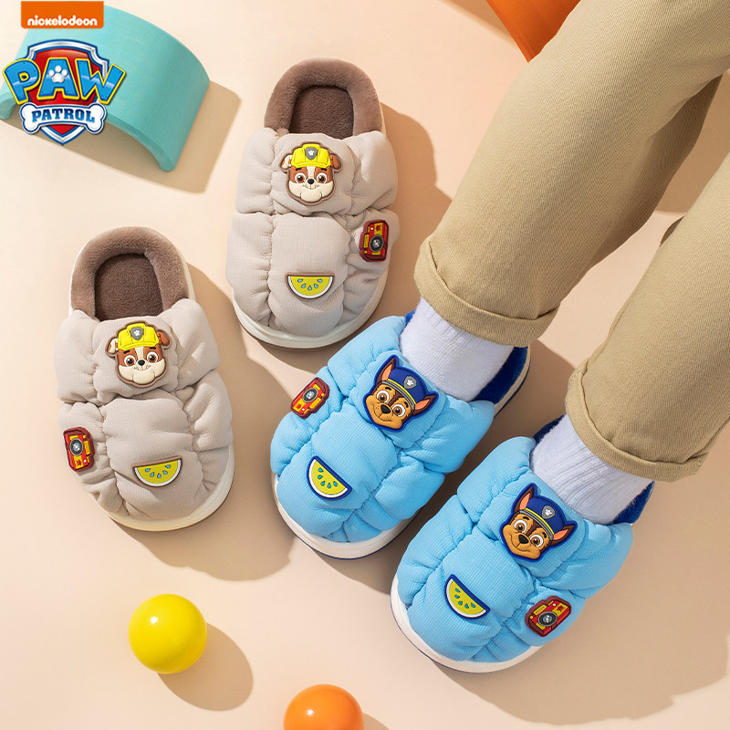 汪汪队男女孩冬新款儿童棉拖鞋加绒加厚保暖毛拖小童防滑可爱棉鞋