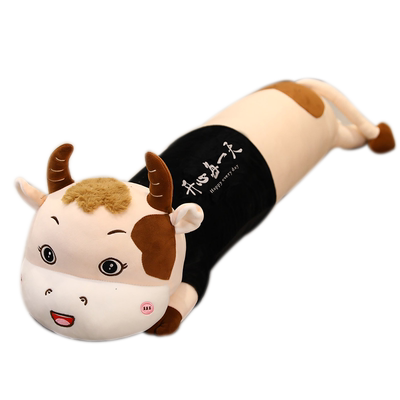 趴趴牛毛绒玩具侧睡抱枕女生睡觉大型玩偶搂睡公仔可拆洗长条枕头