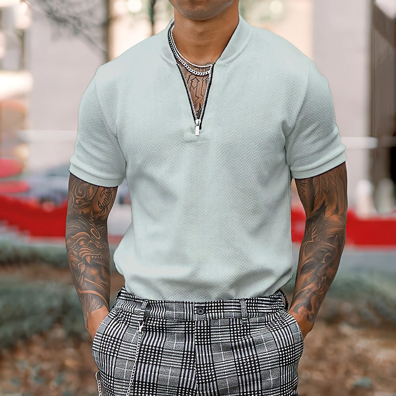 男士短袖纯色休闲T恤夏季翻领polo衫 Men's casual short sleeves