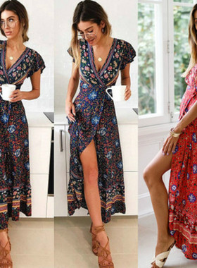 xi Dress Summer Beach Hot Party Floral Printed Sundress 2019