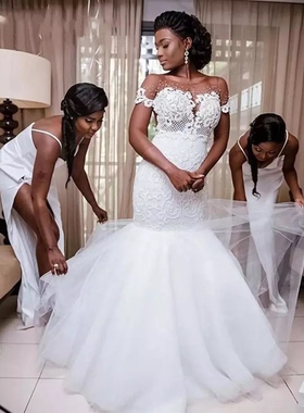 Mermaid Wedding Dress Appliques Custom Made Wedding Dresses