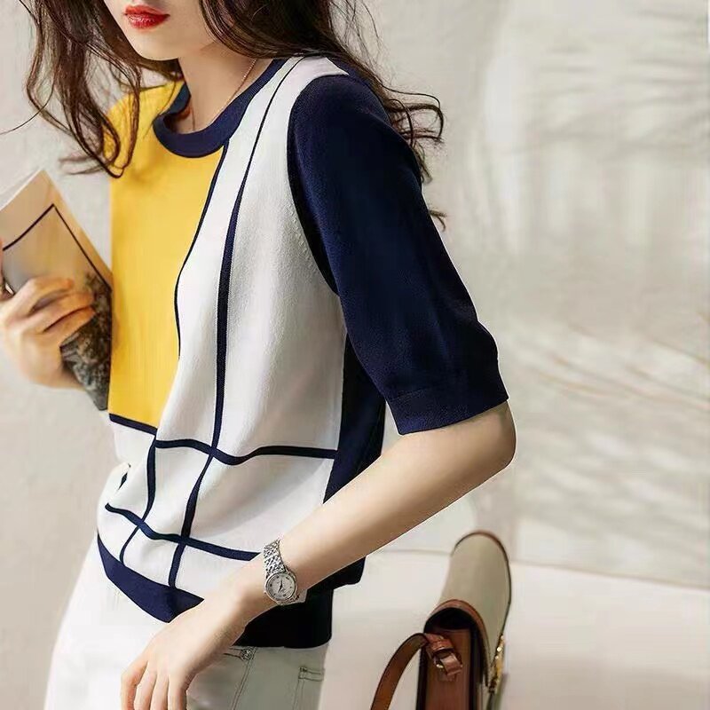 冰丝针织短袖t恤女夏季20