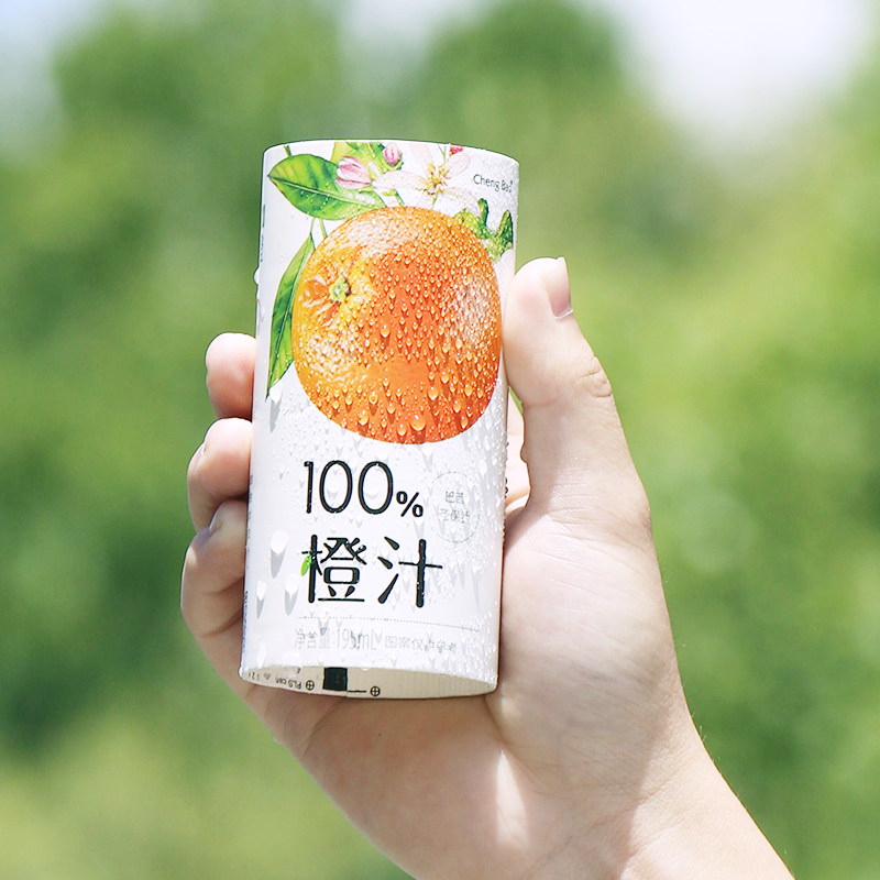 橙宝果汁橙汁100%巴西橙子苹果桃汁195ml鲜榨果汁网红高颜值饮料