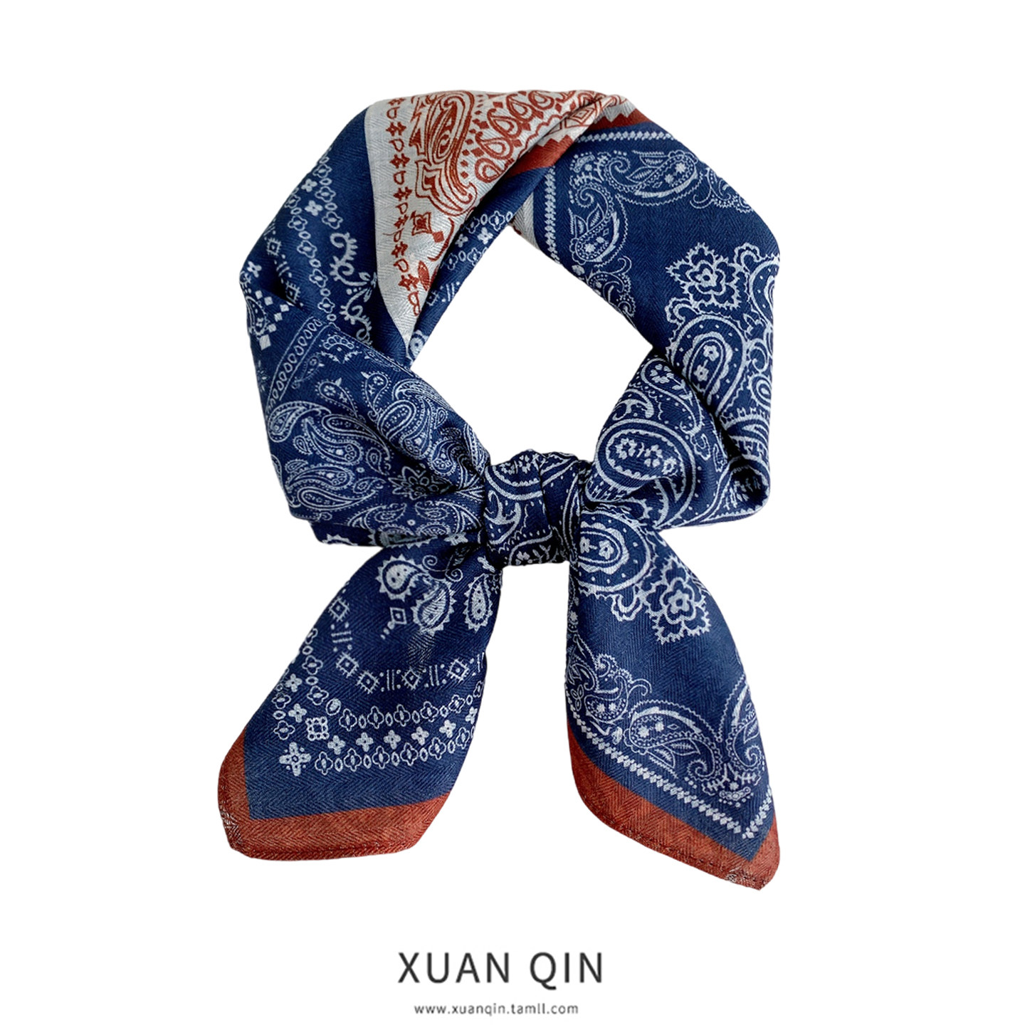 蓝色腰果双面印花春秋仿棉麻方巾女丝巾护颈围脖围巾百搭领巾新款,服饰配件/皮带/帽子/围巾,围巾/丝巾/披肩,淘宝优惠券,粉丝福利购,淘宝优惠卷