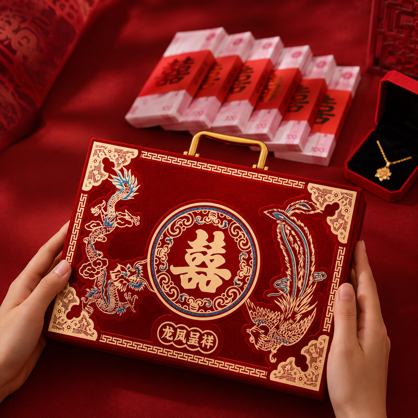 结构更稳固绒布礼金箱图片