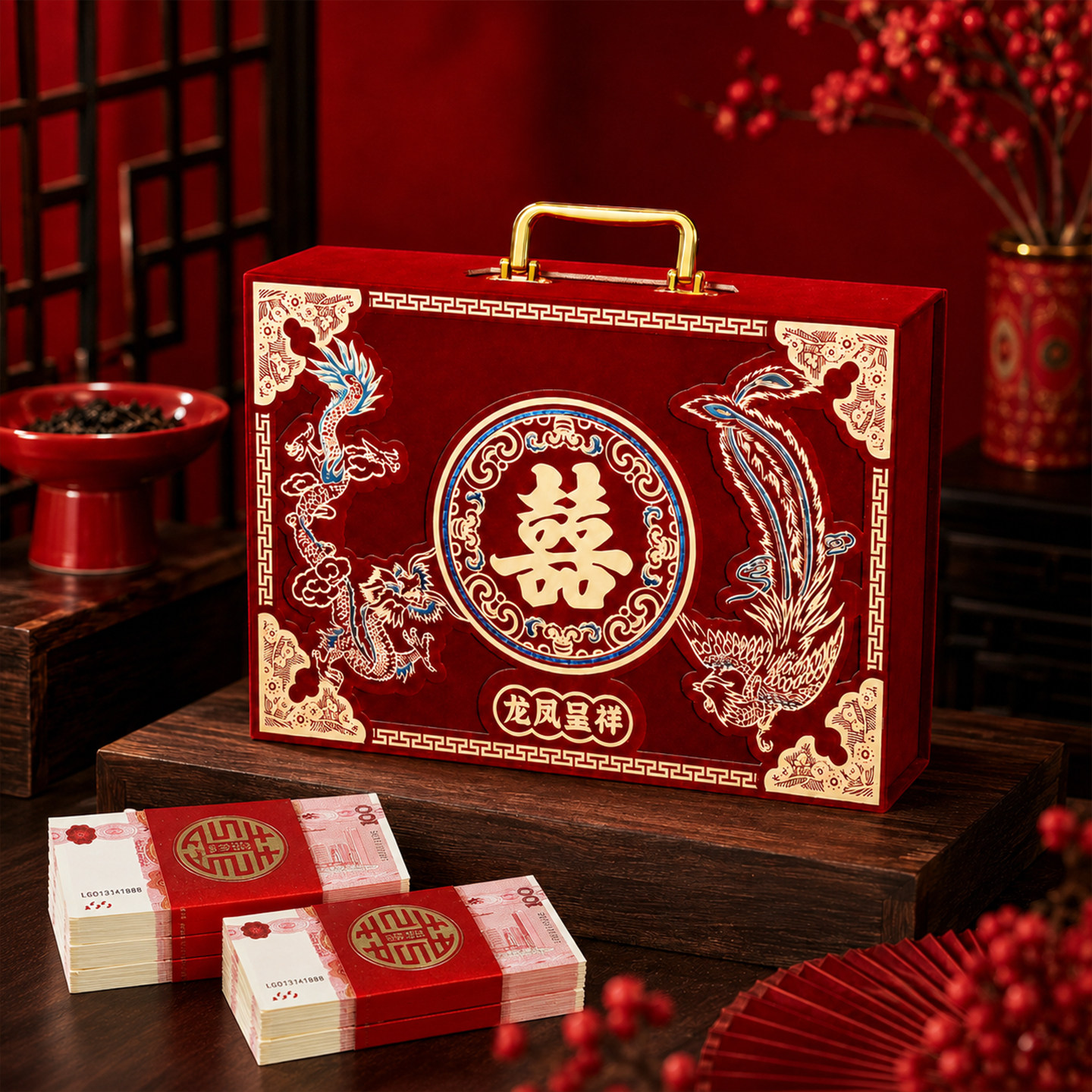 尺寸匹配准绒布礼金箱图片