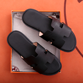 h拖鞋 外穿凉鞋 男经典 沙滩鞋 春夏新款 韩版 H扣一字平底真皮时尚 时尚