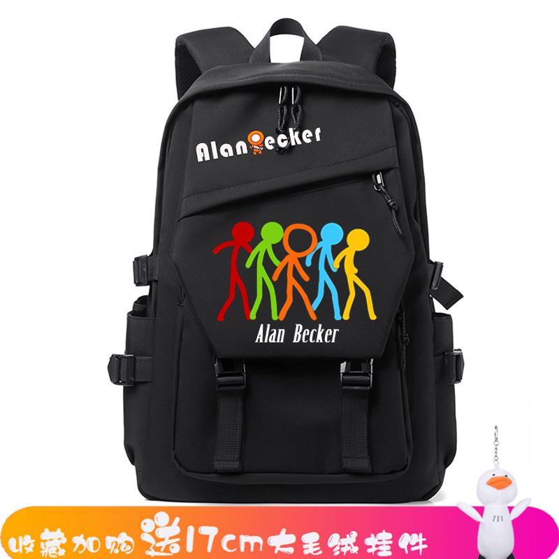 2025Alan Becker火柴人小子电子摇滚双肩背包双肩包初中学生书包