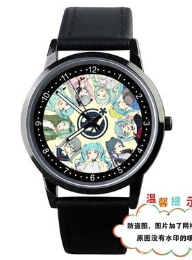 2024初音MIKU DECO27同款黑色防水指针式石英表学生手表定制
