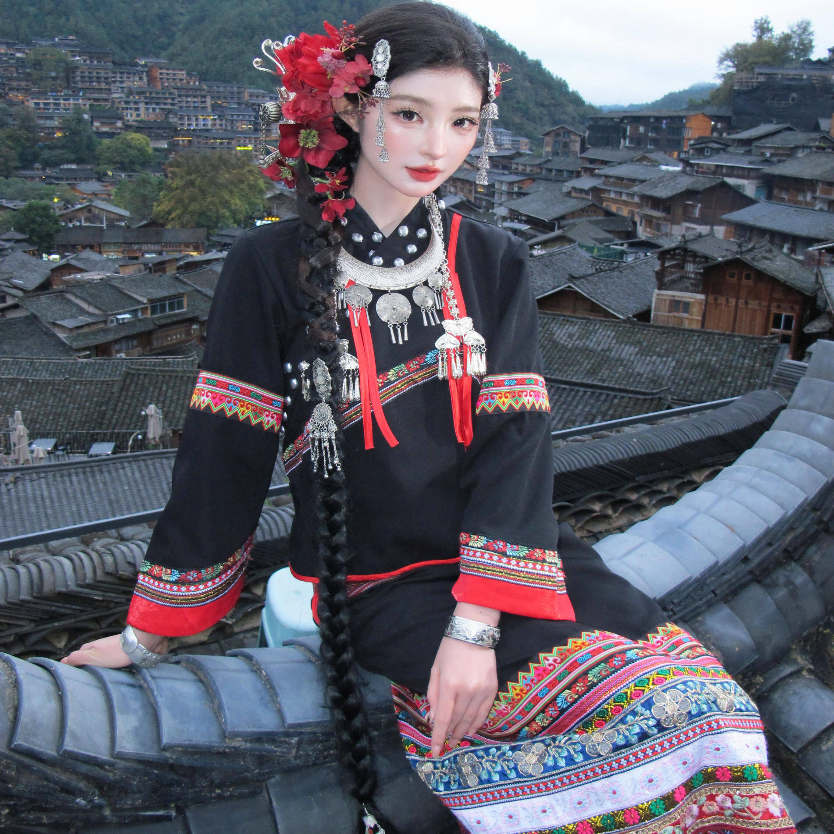 布朗族千户苗疆少女写真演出服
