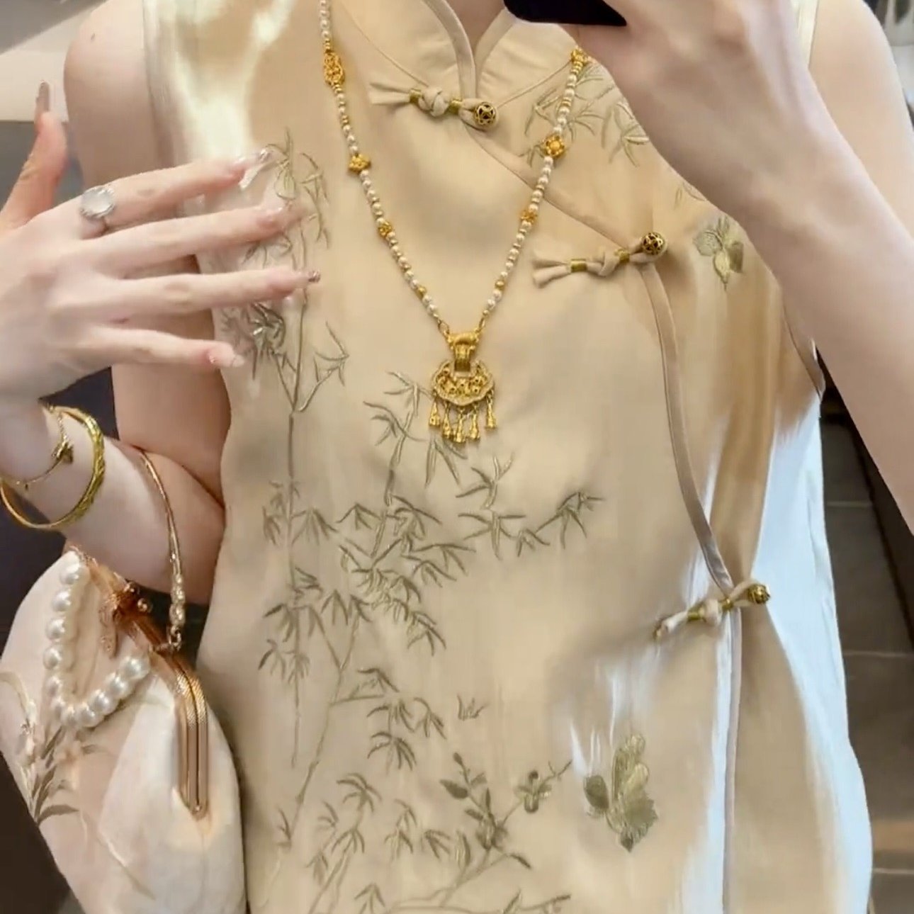 2025新中式国风竹叶秀气重工套装女