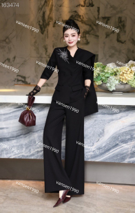 长裤 2025秋冬新款 女高级感气场强大日常通勤商务西装 套装 时尚