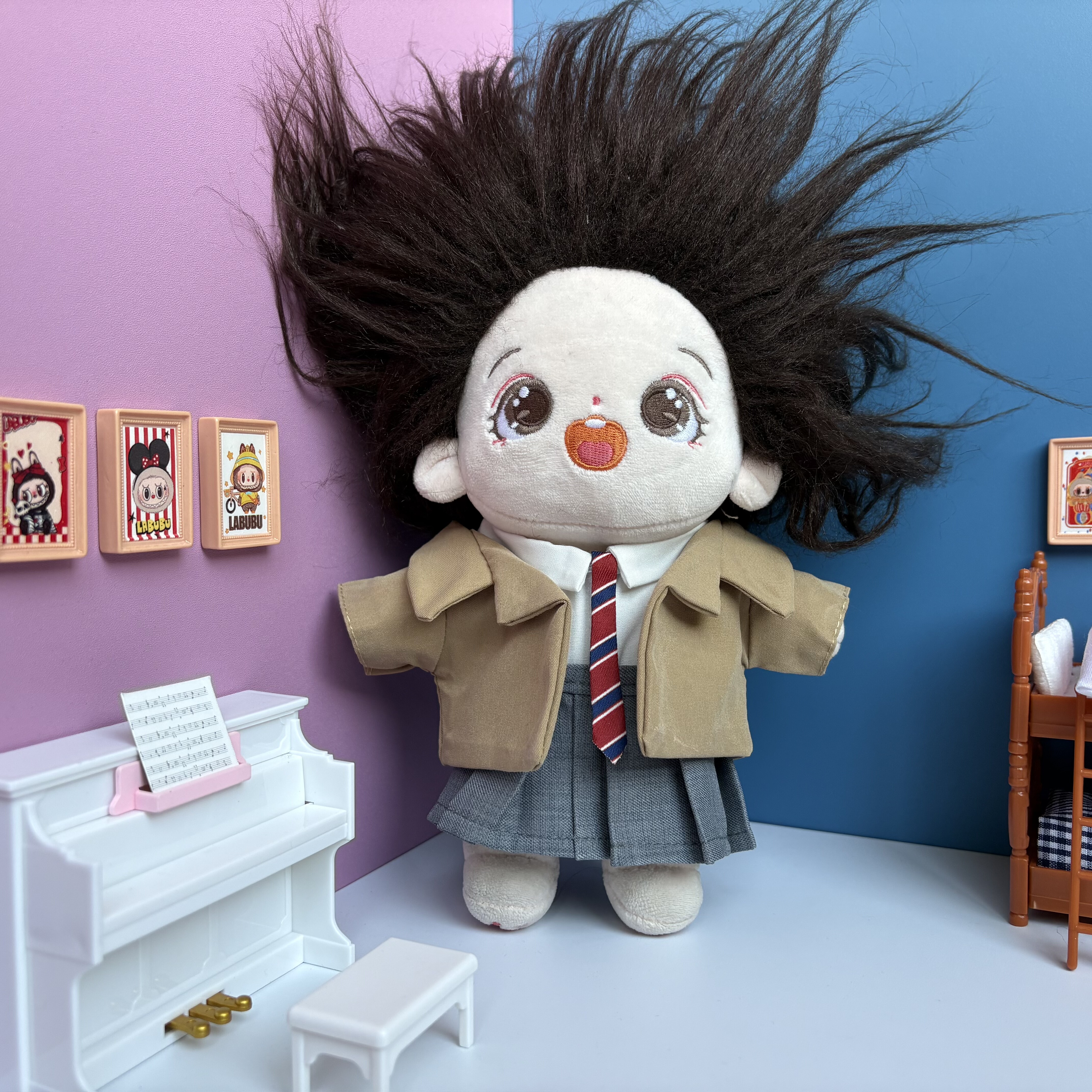 现货illit同款20cm棉花娃娃娃衣明星同款娃衣西服三点套装无属性