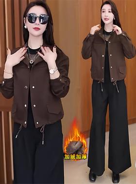 MONLOUVE时尚短外套女2025冬季新款洋气显瘦小个子百搭加绒加厚休