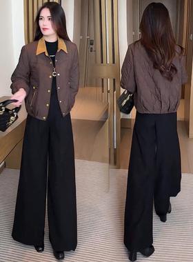 MONLOUVE时尚休闲薄款服女2025冬季新款洋气翻领显瘦宽松减龄轻薄