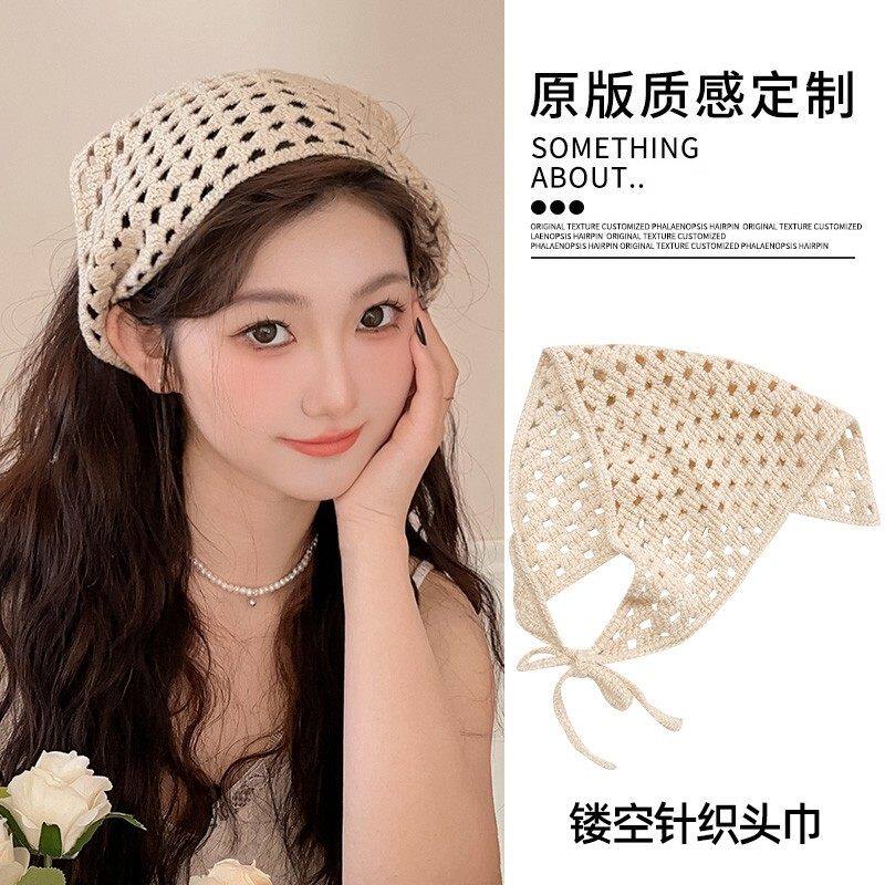 白色蕾丝发箍款头巾三角巾女2026新款田园风拍照头箍发带发卡头饰