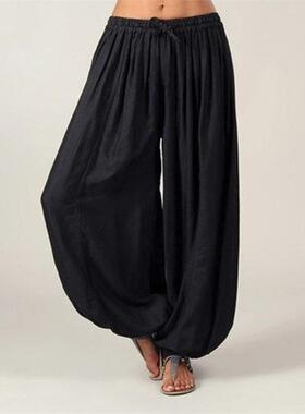 Solid color drawstring Harlan pants women 女士纯色抽绳哈伦裤