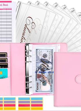 A6 PU Leather Notebook Binder Budget Planner Cash Envelopes