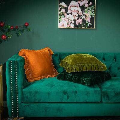 lotus leaf pillow soft velvet cushion轻奢天鹅绒抱枕套靠背垫