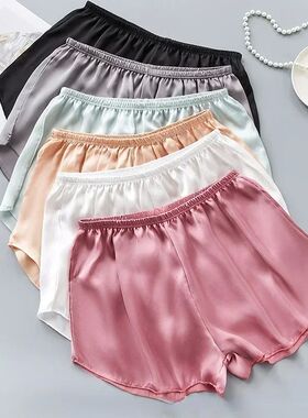 Solid color micro elastic silk shorts women 纯色微弹绸缎短裤