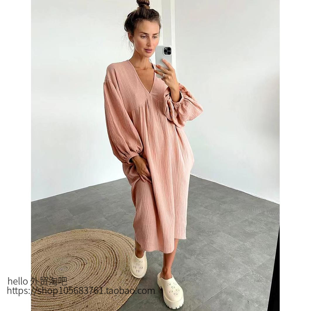 欧美风2023新款女装长袖V