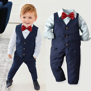 1-7year Boys gentleman vest shirt trousers suit formal dress