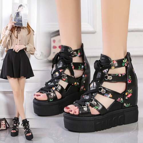 women wedge sandals roman shoes plus size 43大码坡跟厚底凉鞋