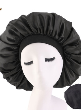Cap Head Cover Bonnet Hat for For Curly Springy Hair Black