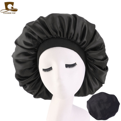 Cap Head Cover Bonnet Hat for For Curly Springy Hair Black