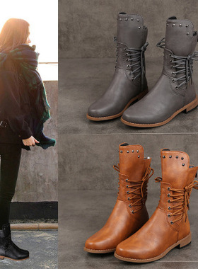 2020 women flat boots famale martin boots 大码42 43女马丁靴