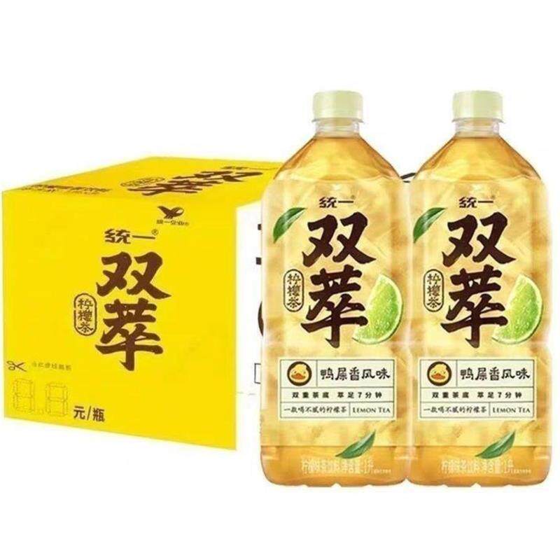 统一双萃柠檬茶1L*8大瓶装鸭屎香风味饮料整箱聚会饮料包邮特卖yb