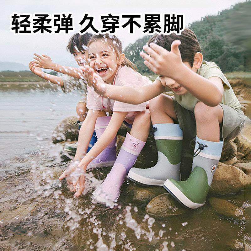 儿童雨鞋女童宝宝防滑小孩水鞋女孩长筒小学生男童雨靴