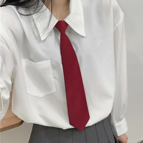 毕业学士服红领带短款百搭学生学院风JK制服衬衫装饰懒人免打配饰