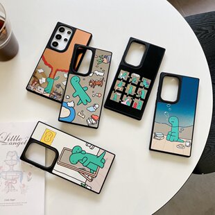 JOGUMAN绿色小恐龙小狗磁吸手机壳适用三星Galaxy S25Ultra镜面Samsung S24Ultra/S24Plus+/s23u防摔男保护套