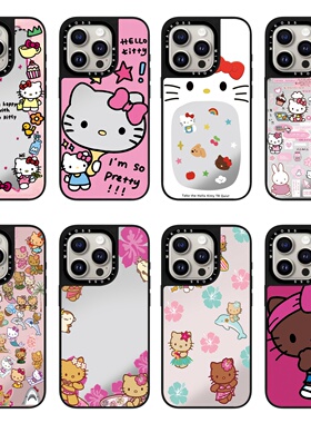 MIAIKOSS联名少女辣妹黑皮kitty手机壳镜面磁吸适用iPhone16Pro手机壳苹果15潮牌镜面磁吸壳14保护套13p情侣