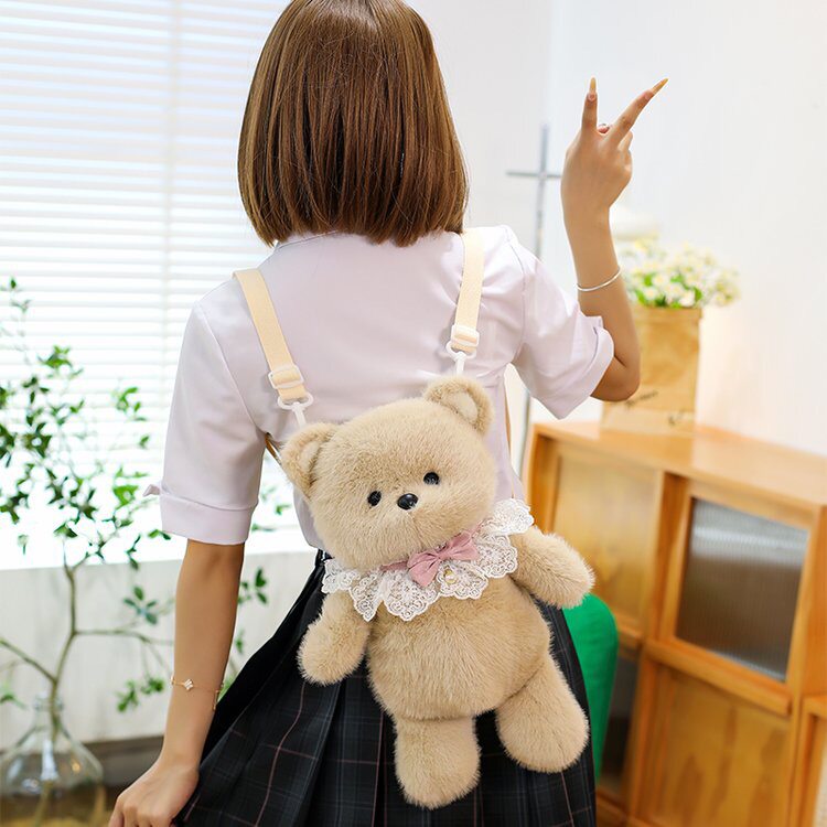 会跑步的小熊玩偶背包小熊公仔双肩包毛绒玩具娃娃女生生日礼物