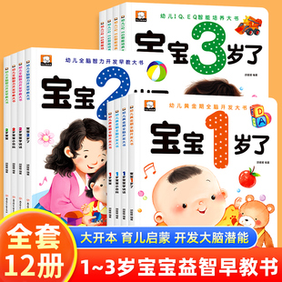 宝宝早教书左右脑绘本0到3岁一岁半两三岁书籍感官互动书婴儿幼儿启蒙认知儿童益智1-2-3岁全脑开发智力我123岁了思维逻辑训练书