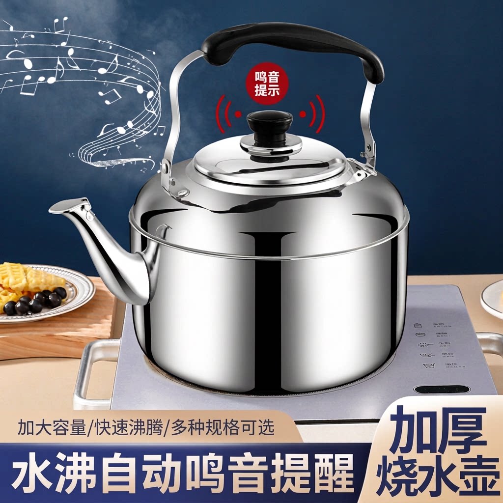 不锈钢烧水壶大容量水壶家用加厚茶壶鸣笛明火电磁炉燃气食品级